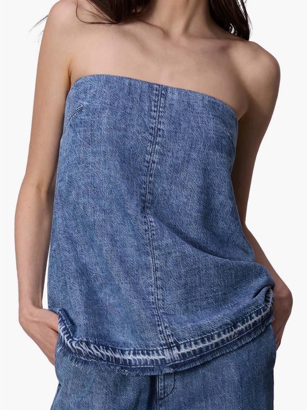 NWOT rag & bone Blue Denim Strapless Top
